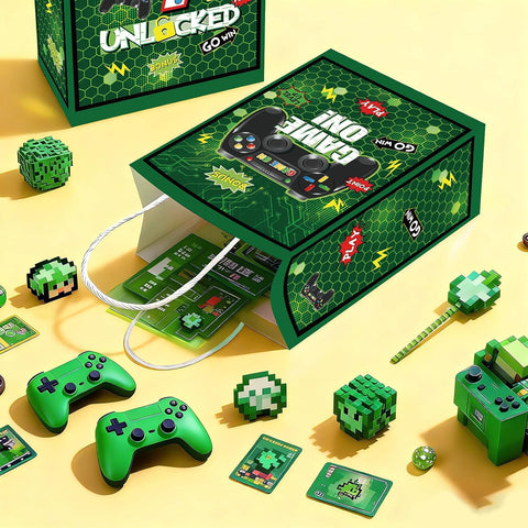 16Pcs 10th Video Game Birthday Party Favor Bags Green Level 10 Goodie Bags image 4