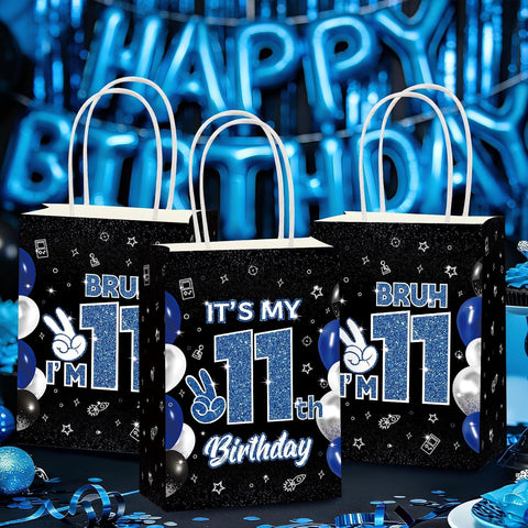 16Pcs 11th Birthday Party Favor Bags Bruh It's My Birthday Goodie Bags image 5