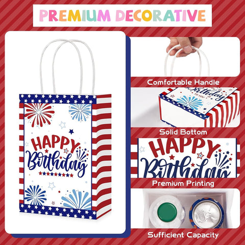 16Pcs 4th of July Party Favor Bags Patriotic 250th Anniversary Goodie Bags - Grencian