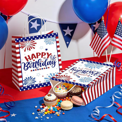 16Pcs 4th of July Party Favor Bags Patriotic 250th Anniversary Goodie Bags - Grencian