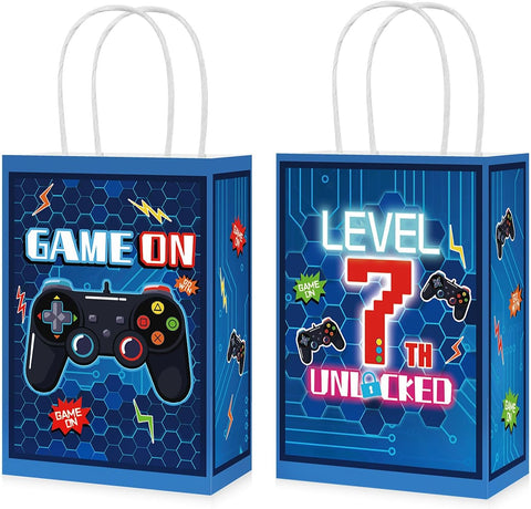 16Pcs 7th Video Game Birthday Party Favor Bags Blue Level 7 Goodie Bags image 1