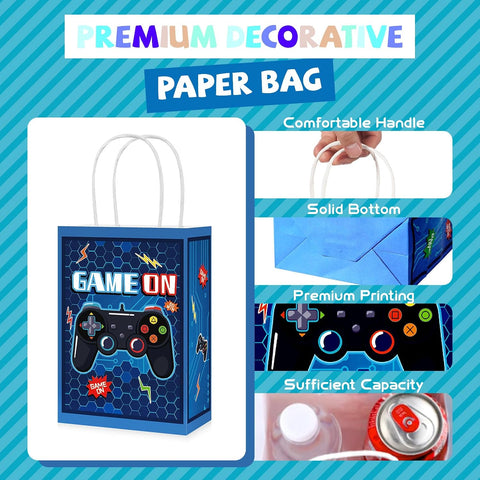 16Pcs 7th Video Game Birthday Party Favor Bags Blue Level 7 Goodie Bags image 2