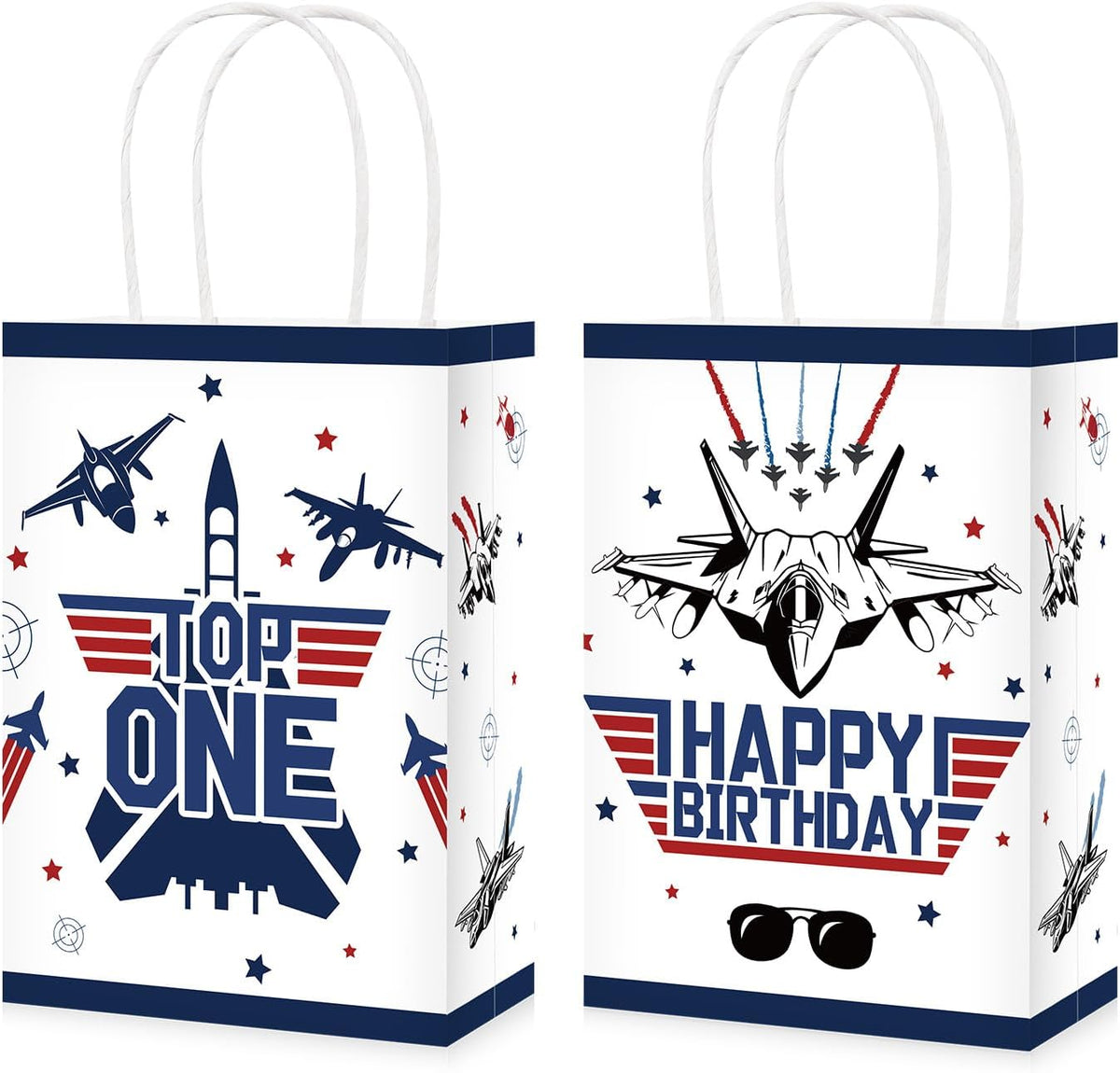 16Pcs Airplane 1st Birthday Party Favor Bags Fighter Jet Top One Goodie Bags - Grencian