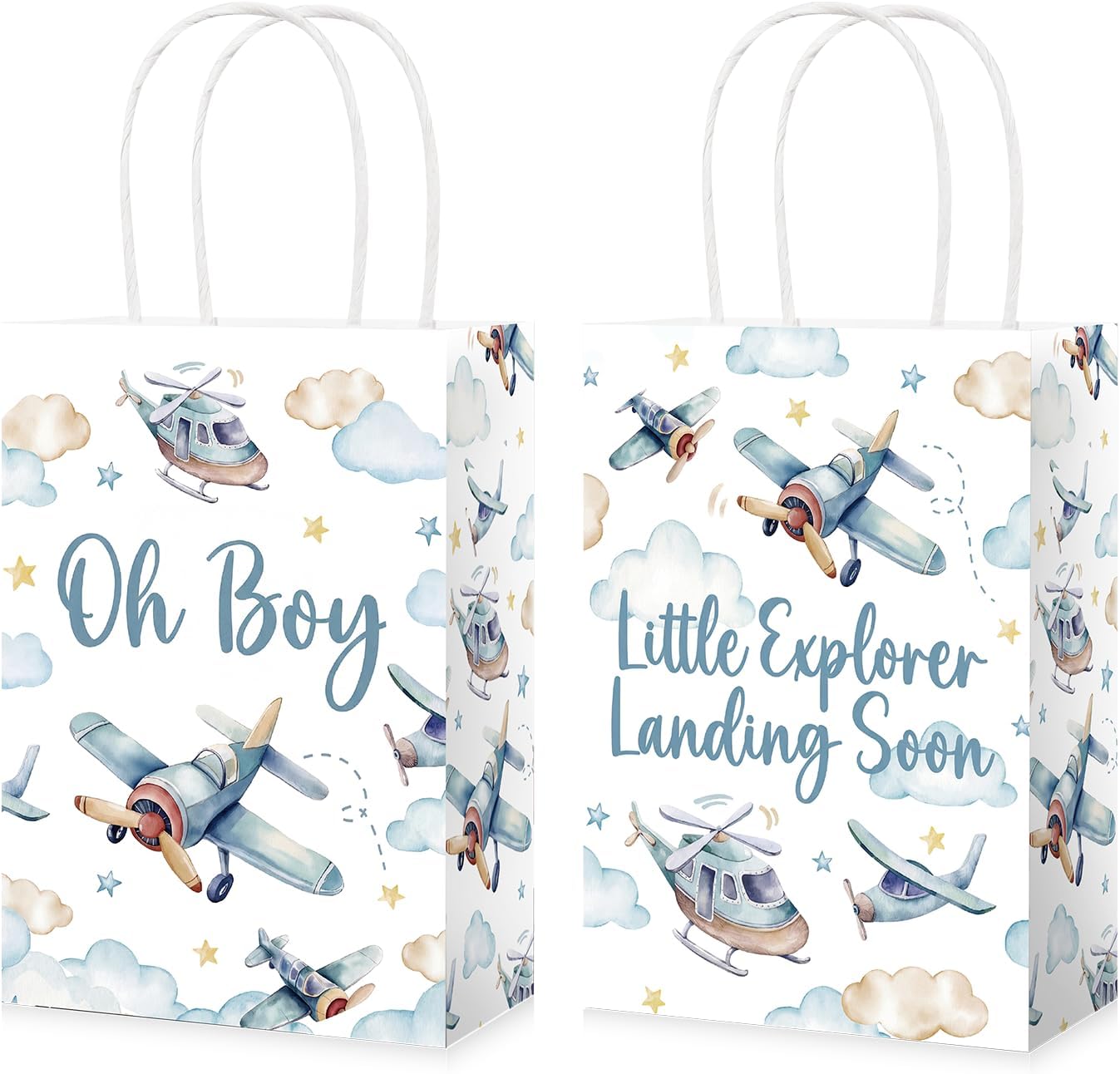 16Pcs Airplane Baby Shower Party Favor Bags Little Explorer Goodie Bags image 1