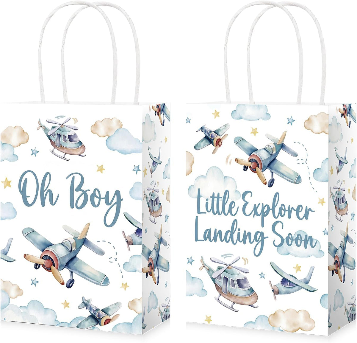 16Pcs Airplane Baby Shower Party Favor Bags Little Explorer Goodie Bags image 1