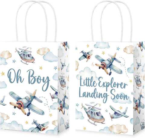 16Pcs Airplane Baby Shower Party Favor Bags Little Explorer Goodie Bags image 1
