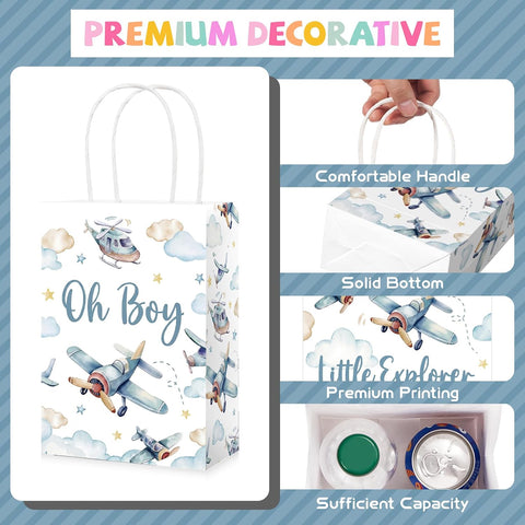 16Pcs Airplane Baby Shower Party Favor Bags Little Explorer Goodie Bags image 2