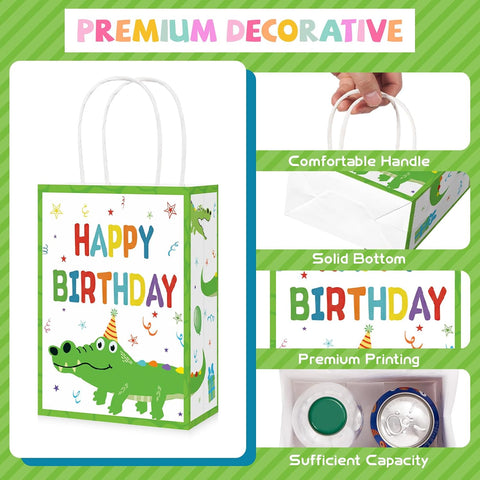 16Pcs Alligator Birthday Party Favor Bags Reptile Crocodile Snip Champ Goodie Bags - Grencian