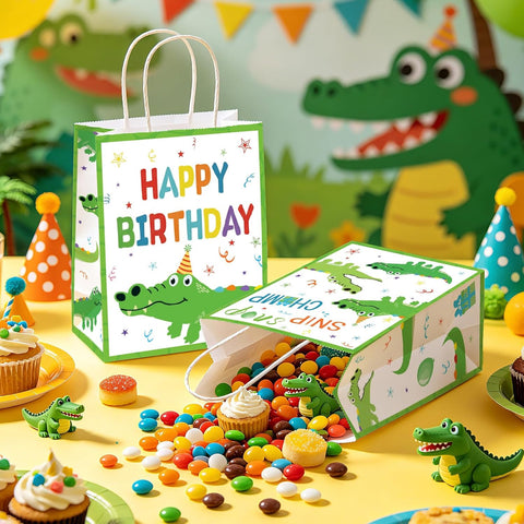 16Pcs Alligator Birthday Party Favor Bags Reptile Crocodile Snip Champ Goodie Bags - Grencian