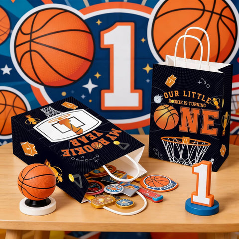 16Pcs Basketball 1st Birthday Party Favor Bags My Rookie Year Goodie Bags image 5