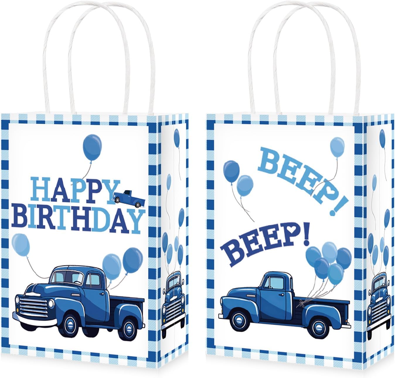 16Pcs Blue Truck Birthday Party Favor Bags Beep Beep Goodie Bags image 1