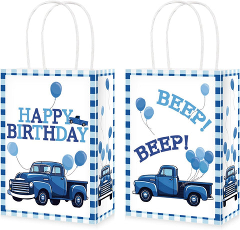 16Pcs Blue Truck Birthday Party Favor Bags Beep Beep Goodie Bags image 1