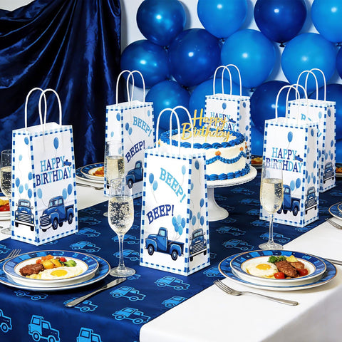 16Pcs Blue Truck Birthday Party Favor Bags Beep Beep Goodie Bags image 6
