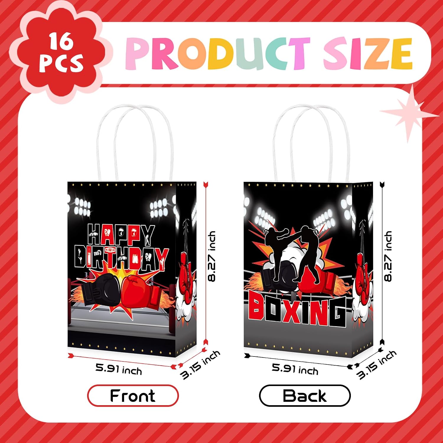 16Pcs Boxing Birthday Party Favor Bags Wrestling Gloves Fight Goodie Bags image 2