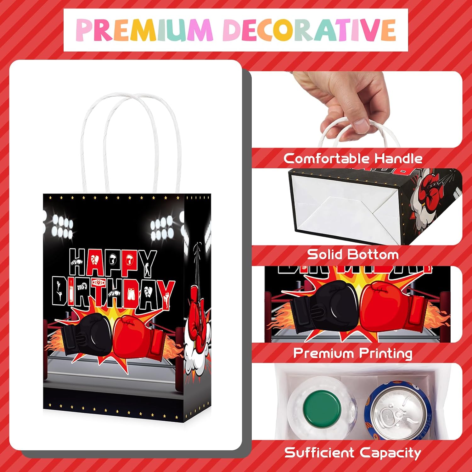 16Pcs Boxing Birthday Party Favor Bags Wrestling Gloves Fight Goodie Bags image 3