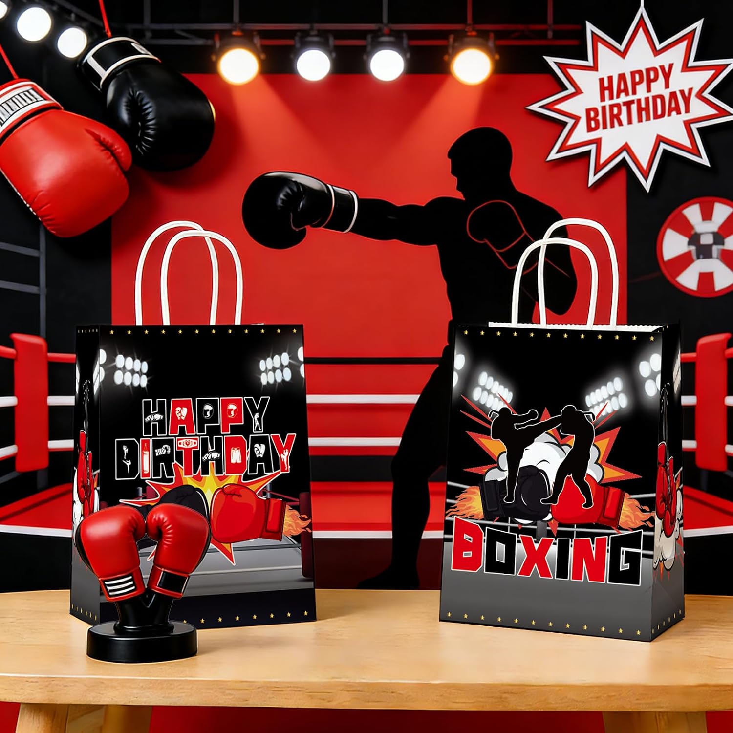 16Pcs Boxing Birthday Party Favor Bags Wrestling Gloves Fight Goodie Bags image 5