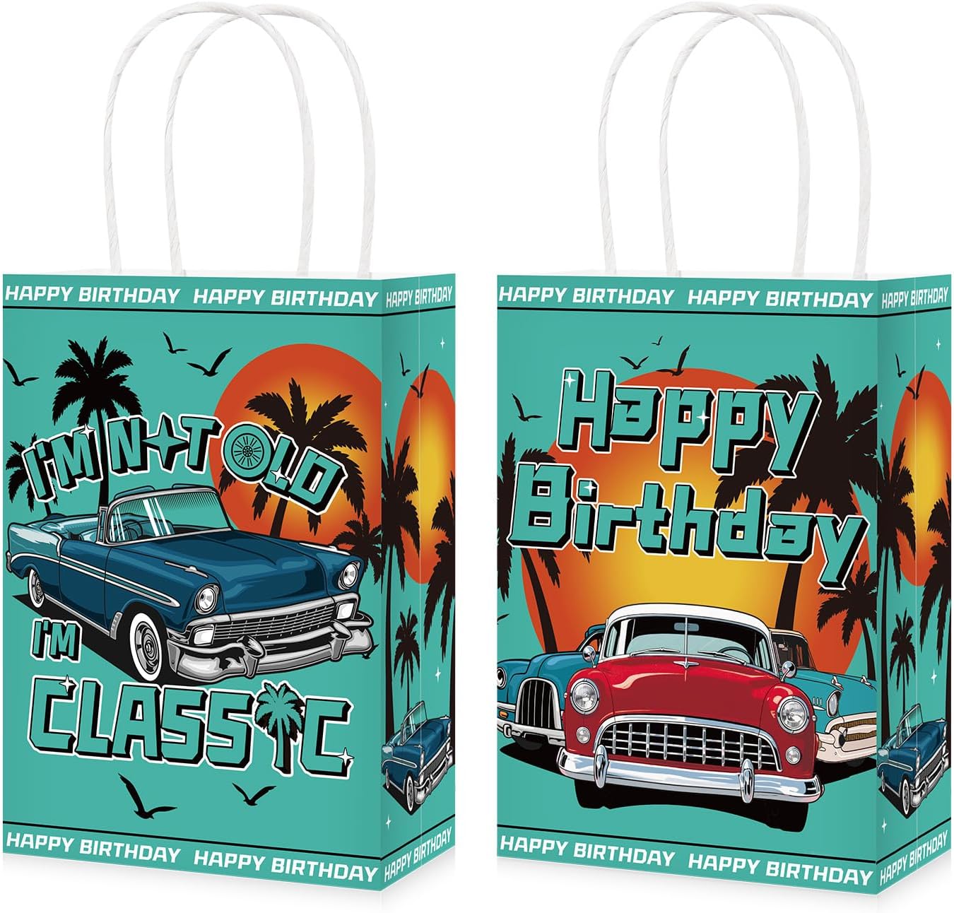 16Pcs Classic Car Birthday Party Favor Bags Vintage I Am Not Old Goodie Bags image 1