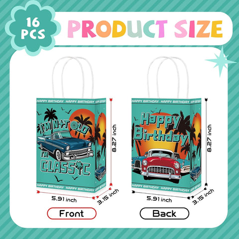 16Pcs Classic Car Birthday Party Favor Bags Vintage I Am Not Old Goodie Bags image 3