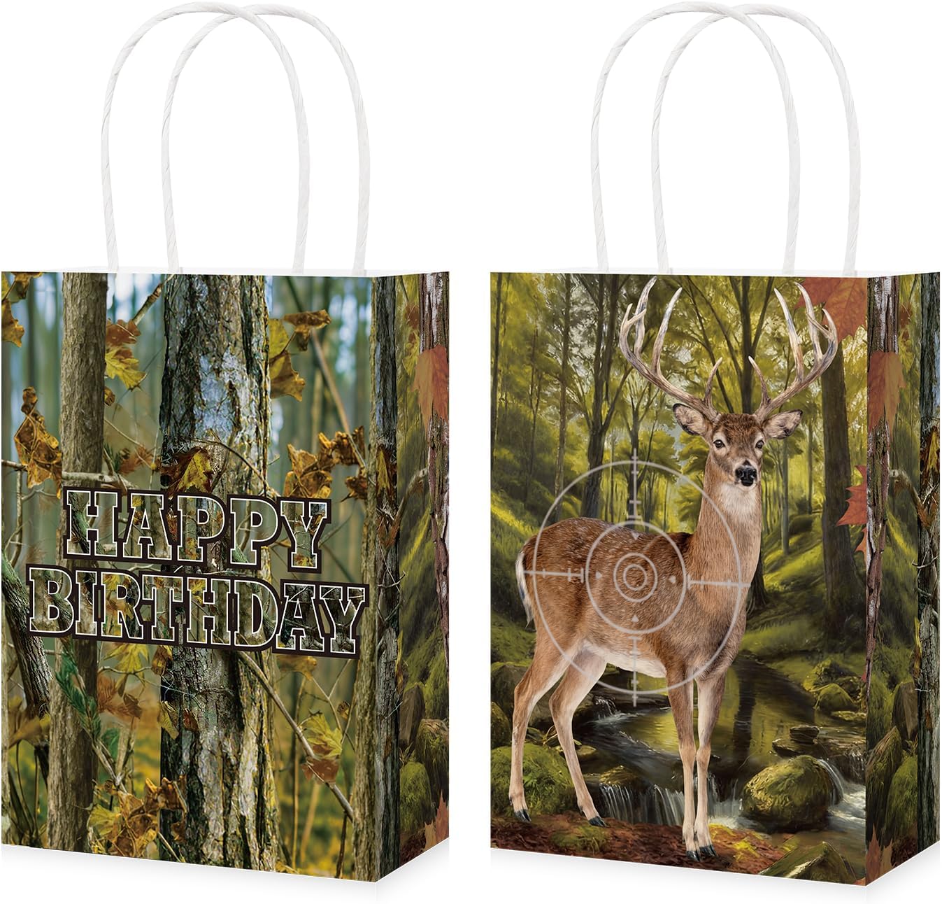 16Pcs Deer Hunting Birthday Party Favor Bags Camo Forest Goodie Bags - Grencian