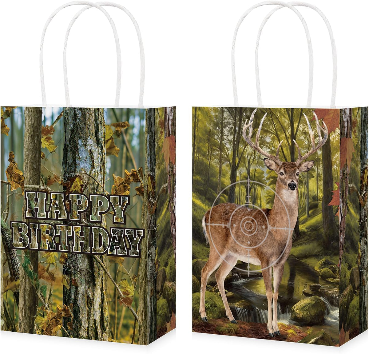 16Pcs Deer Hunting Birthday Party Favor Bags Camo Forest Goodie Bags - Grencian