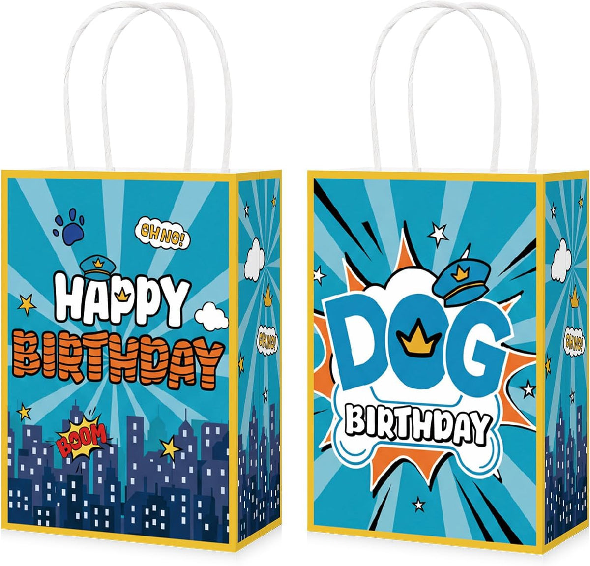 16Pcs Dog Hero Birthday Party Favor Bags Cartoon Puppy Paw Print Goodie Bags - Grencian