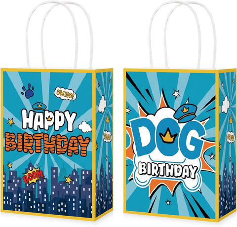 16Pcs Dog Hero Birthday Party Favor Bags Cartoon Puppy Paw Print Goodie Bags - Grencian