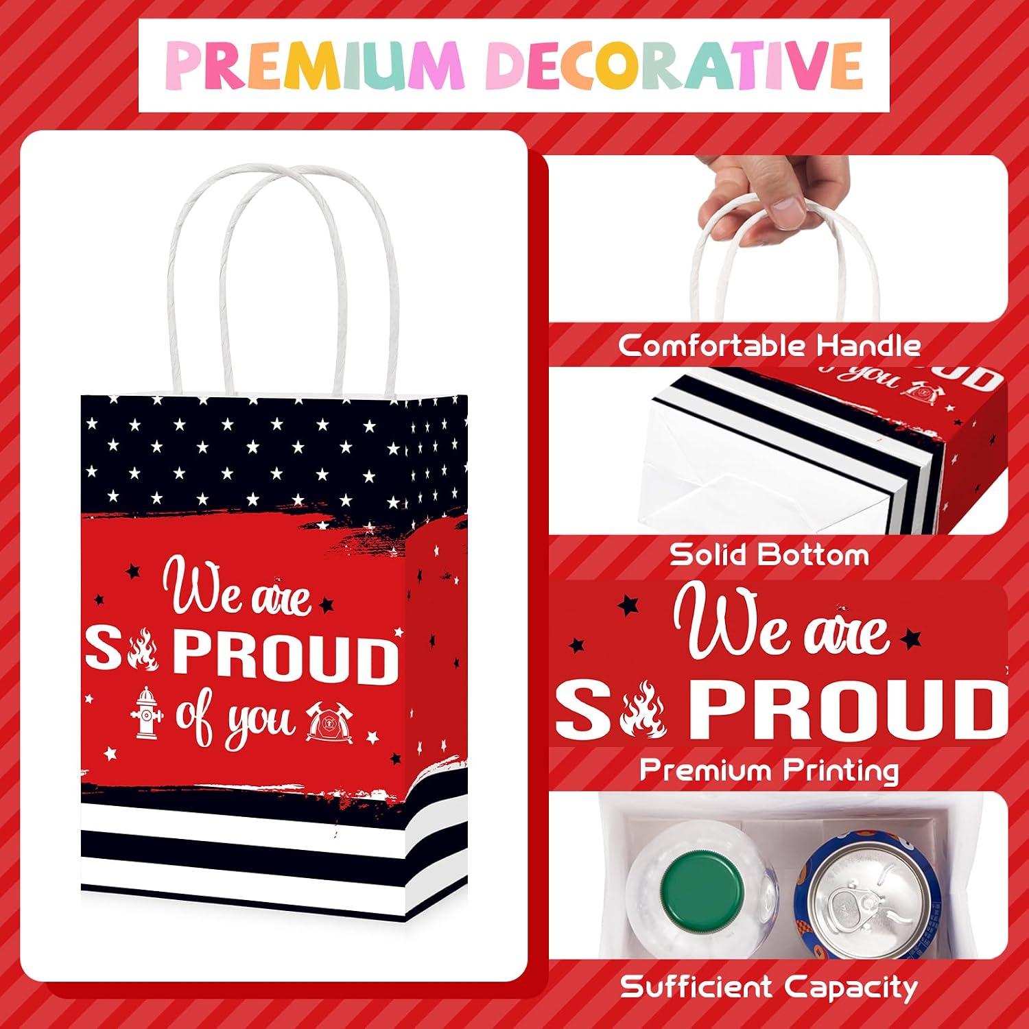 16Pcs Firefighter Party Favor Bags We Are So Proud of You Goodie Bags - Grencian