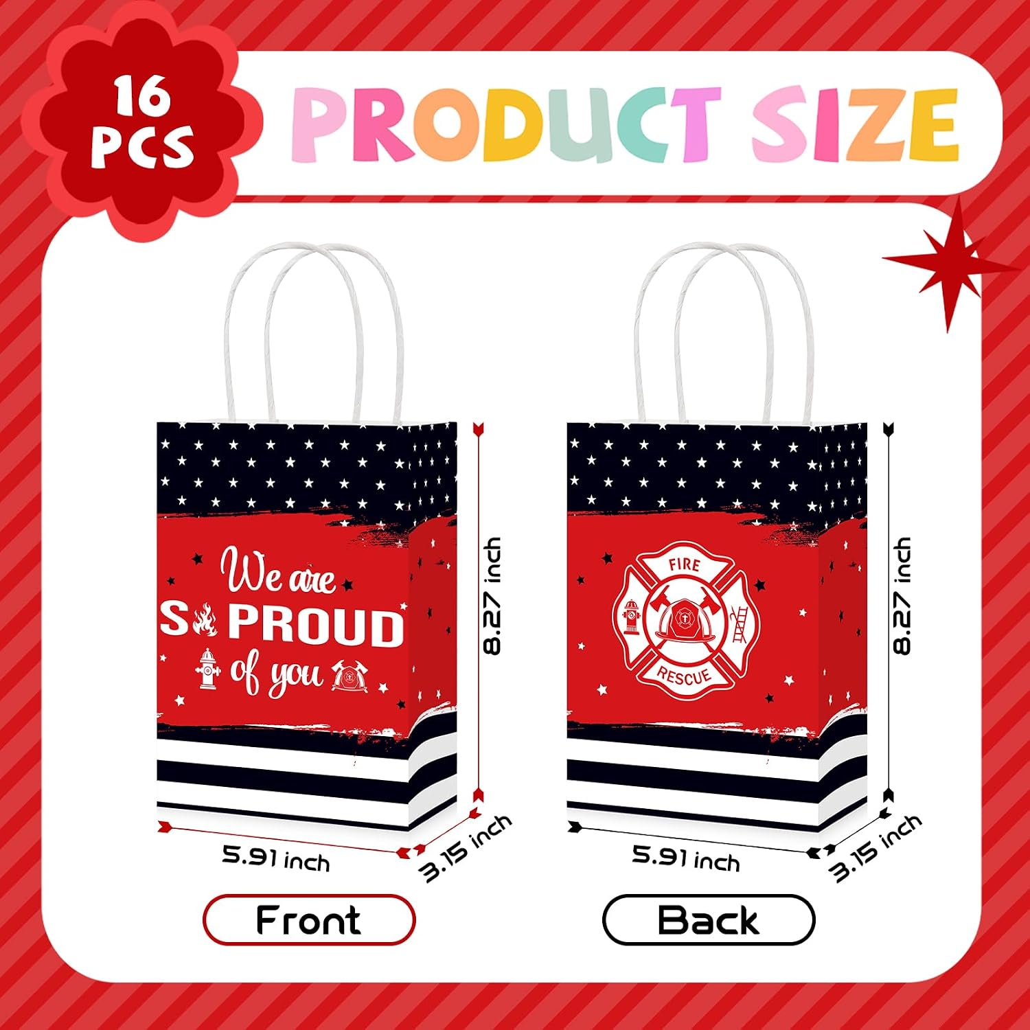 16Pcs Firefighter Party Favor Bags We Are So Proud of You Goodie Bags - Grencian
