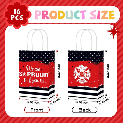 16Pcs Firefighter Party Favor Bags We Are So Proud of You Goodie Bags - Grencian