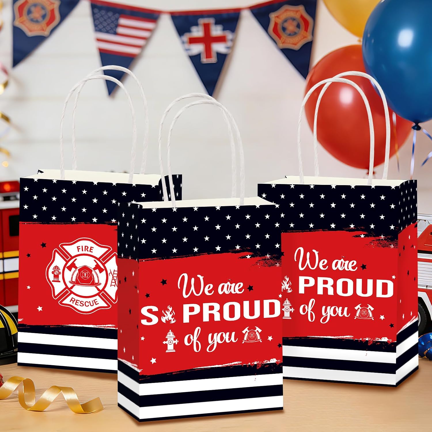 16Pcs Firefighter Party Favor Bags We Are So Proud of You Goodie Bags - Grencian