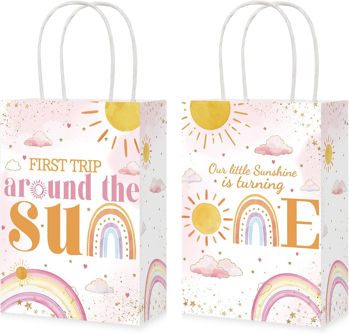 16Pcs First Trip Around The Sun Party Favor Bags Boho Sun Goodie Bags - Grencian