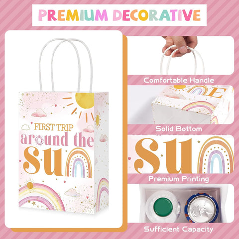 16Pcs First Trip Around The Sun Party Favor Bags Boho Sun Goodie Bags - Grencian
