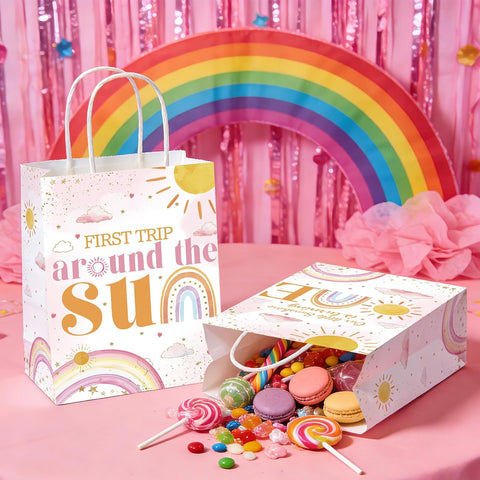 16Pcs First Trip Around The Sun Party Favor Bags Boho Sun Goodie Bags - Grencian