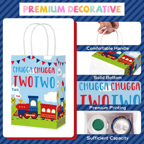 16Pcs Train 2nd Birthday Party Favor Bags Chugga Chugga Two Two Goodie Bags - Grencian