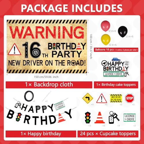 16th Birthday Party Decorations Driver License - Grencian
