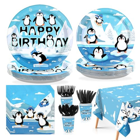 170 Pcs Penguin Birthday Party Supplies Set - Grencian