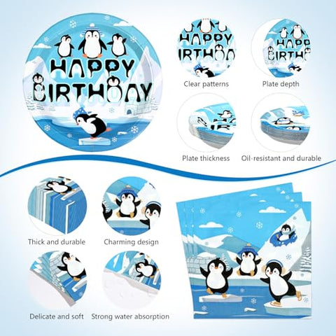 170 Pcs Penguin Birthday Party Supplies Set - Grencian