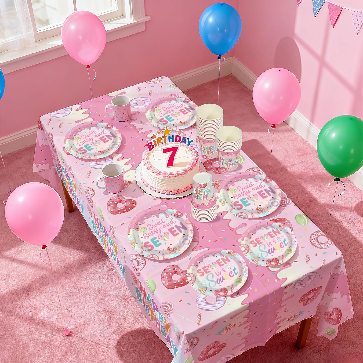 170Pcs Sweet Sassy and 7 Birthday Party Decorations Tableware Serves 24 - Grencian
