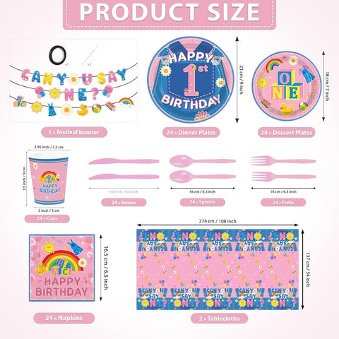 171 Pcs English Teacher 1st Birthday Party Decorations Serves 24 - Grencian