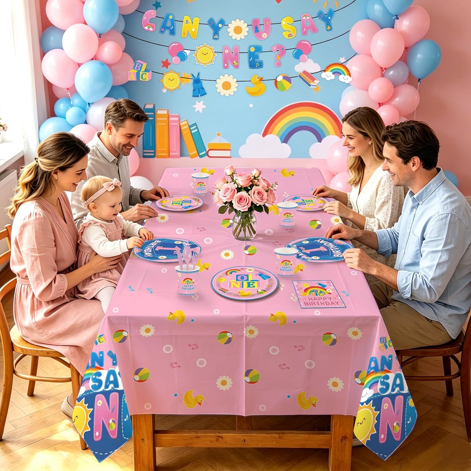 171 Pcs English Teacher 1st Birthday Party Decorations Serves 24 - Grencian