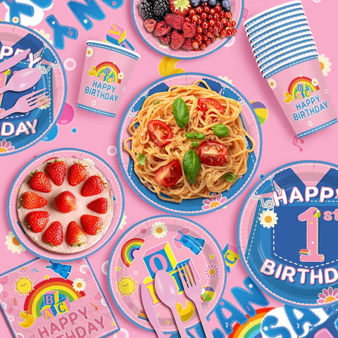 171 Pcs English Teacher 1st Birthday Party Decorations Serves 24 - Grencian