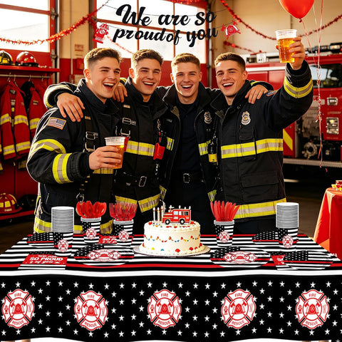 171 Pcs Firefighter Party Decorations Serves 24 - Grencian
