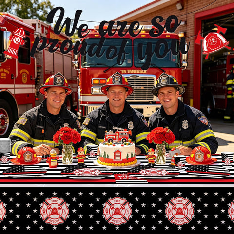 171 Pcs Firefighter Party Decorations Serves 24 - Grencian