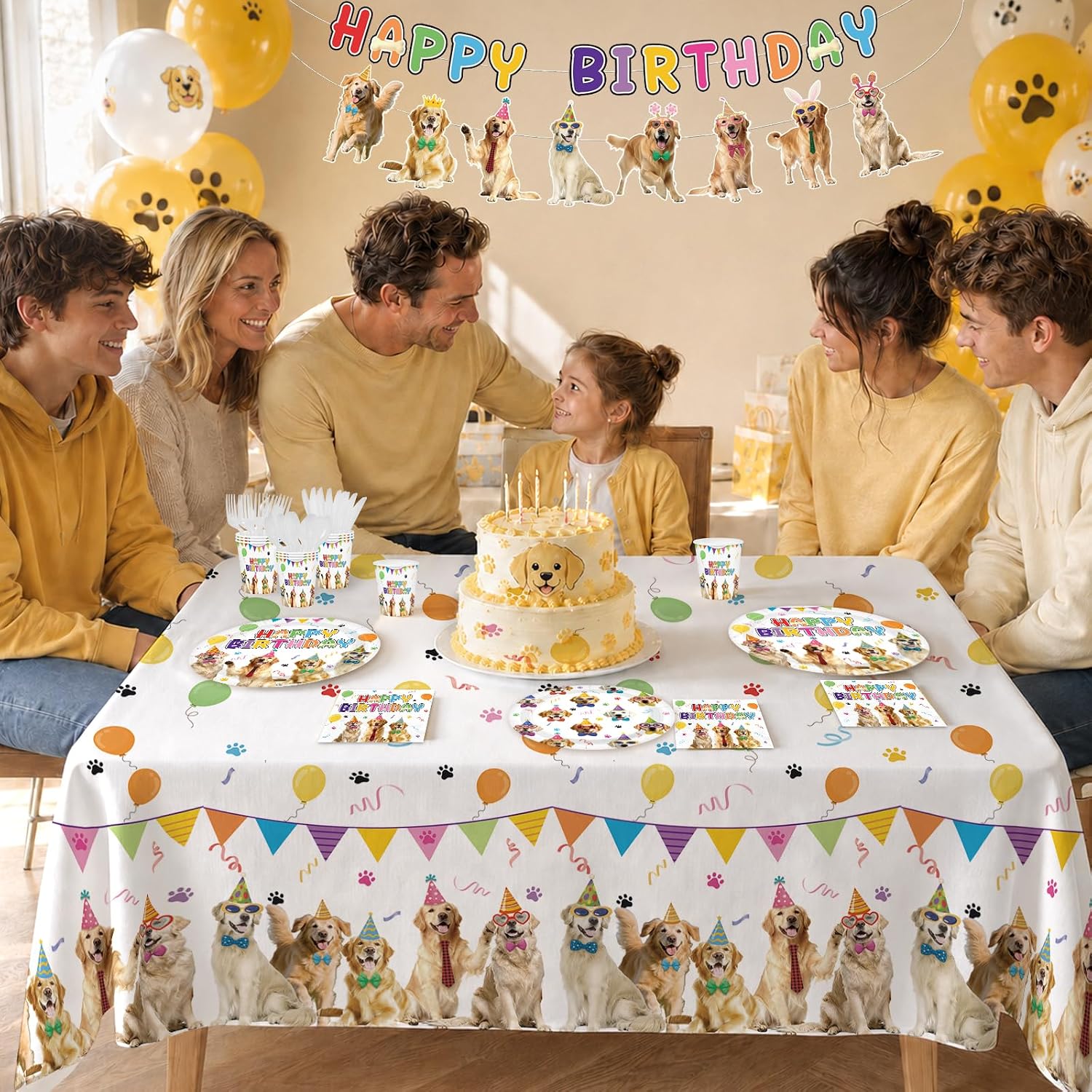 171 Pcs Golden Retriever Birthday Party Supplies Serves 24 - Grencian