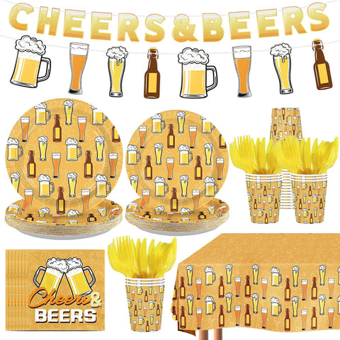 171Pcs Cheers and Beers Party Supplies for Men Serves 24 - Grencian