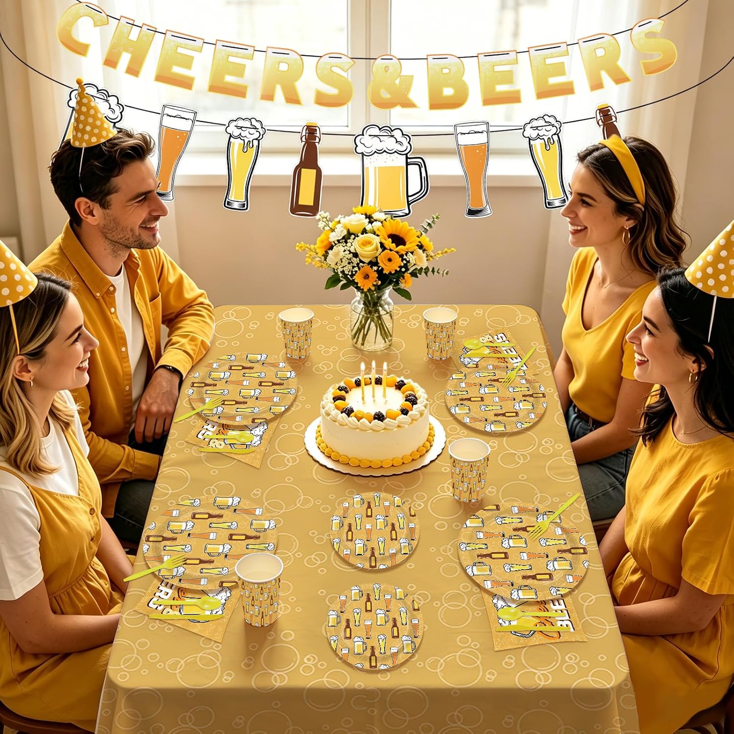 171Pcs Cheers and Beers Party Supplies for Men Serves 24 - Grencian
