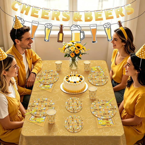 171Pcs Cheers and Beers Party Supplies for Men Serves 24 - Grencian
