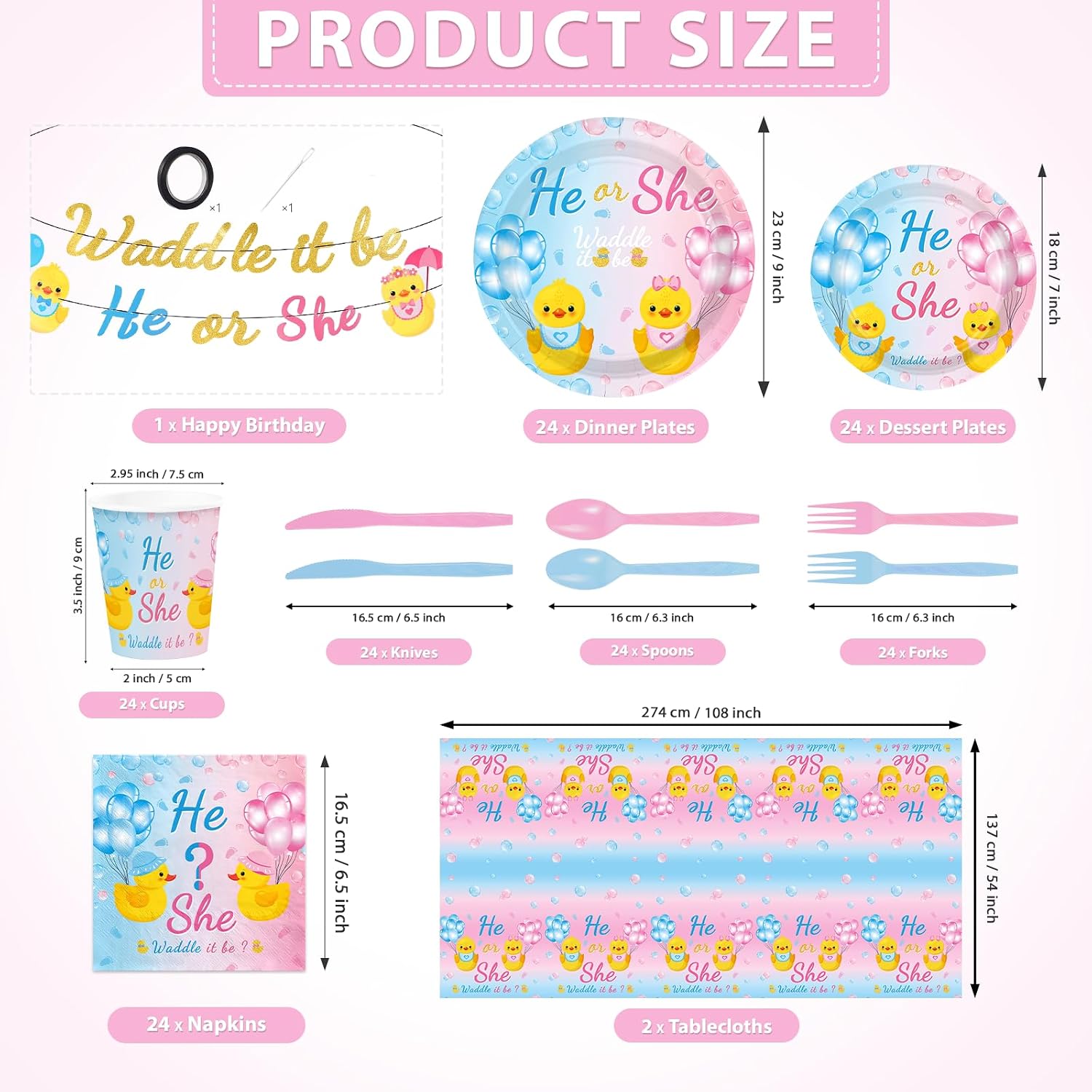 171Pcs Duck Gender Reveal Party Decorations Waddle It Be Serves 24 image 2