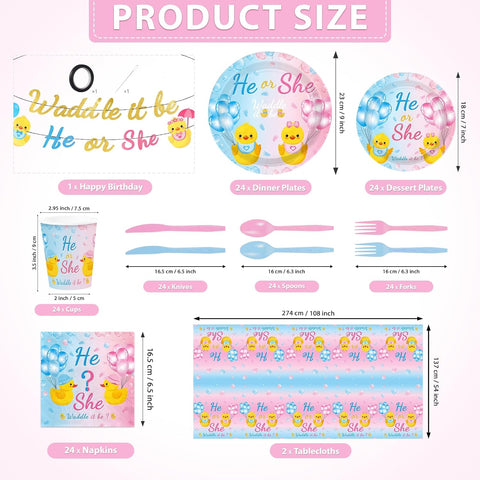 171Pcs Duck Gender Reveal Party Decorations Waddle It Be Serves 24 image 2