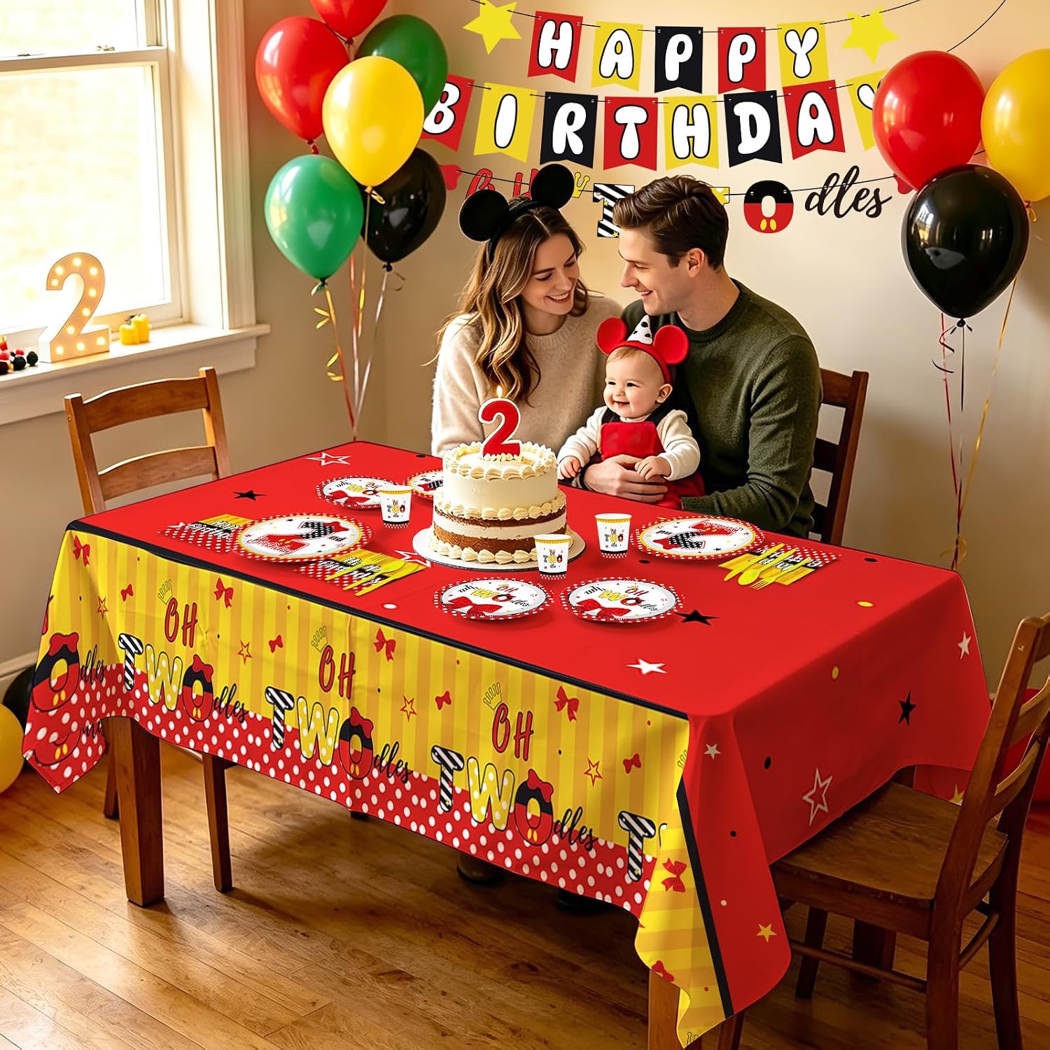 171Pcs Red Cartoon Mouse 2nd Birthday Party Decorations Serves 24 image 5